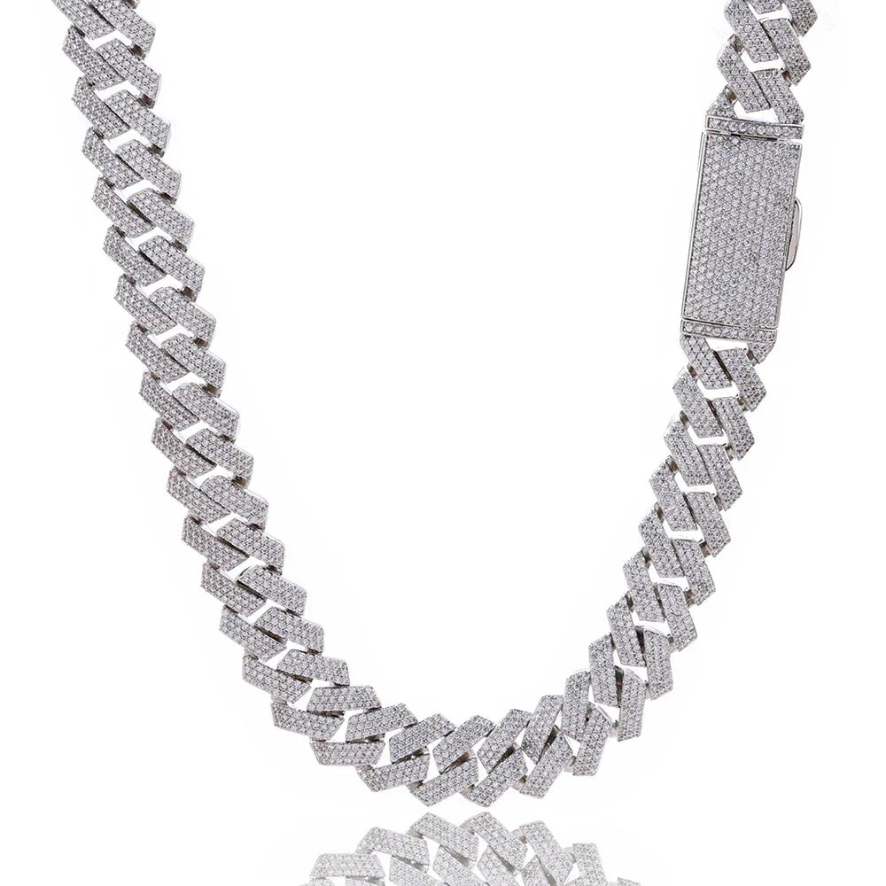 16mm 3-Row Full Zircon Iced Out Cuban Chain Necklace - CaratixJewelry