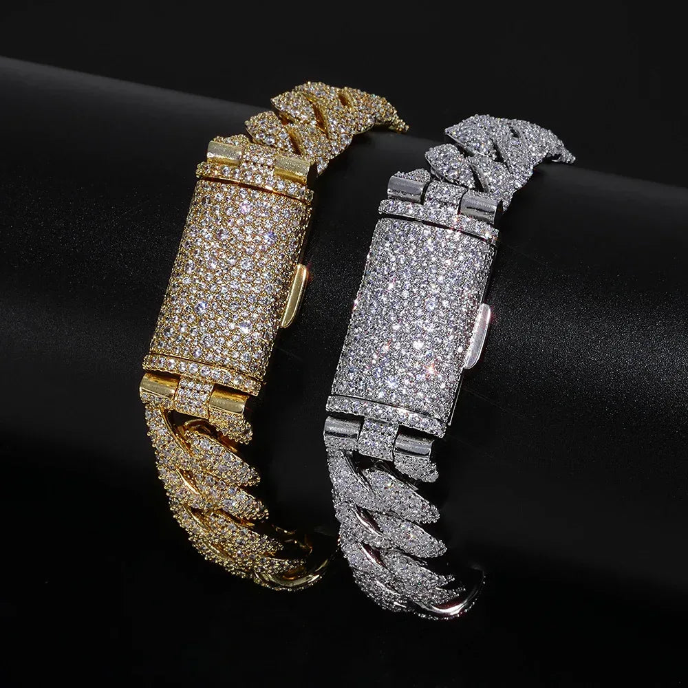 14mm Cuban Link Hip Hop Bracelet Rapper Iced Out Chain Style - CaratixJewelry