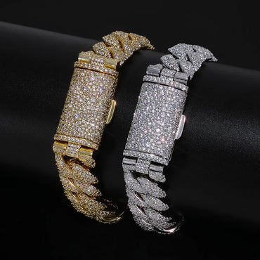 14mm Cuban Link Hip Hop Bracelet Rapper Iced Out Chain Style - CaratixJewelry