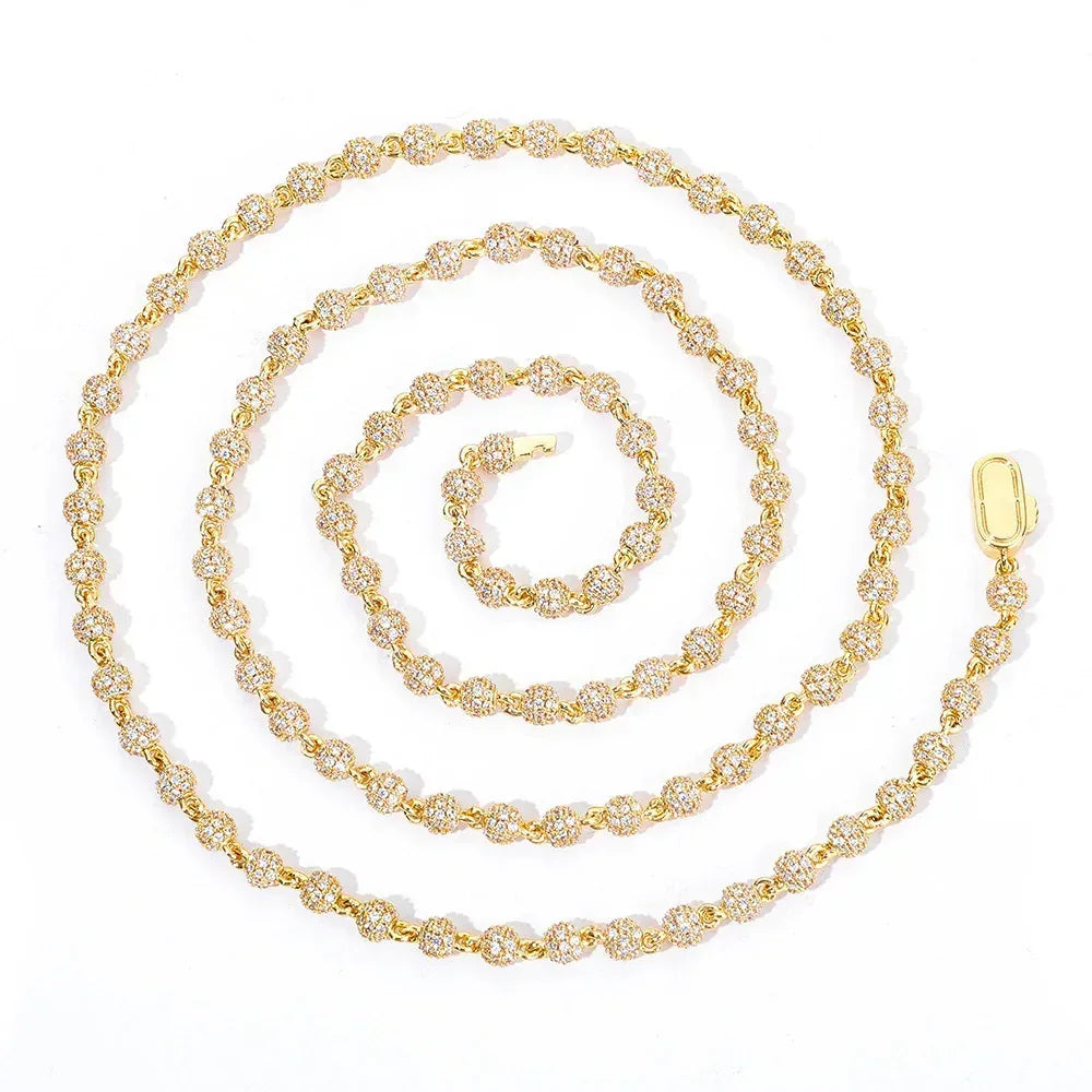 4mm Moissanite Beaded Chain for Men – S925 Sterling Silver High-Quality Custom Luxury Necklace - CaratixJewelry