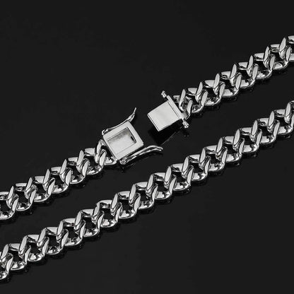 9mm Single Row Cuban Chain Necklace with Zircon Stones - CaratixJewelry