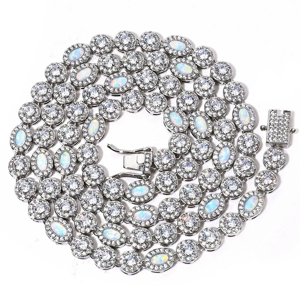 Moissanite & Opal Bead Candy Chain Necklace for Women – S925 Sterling Silver Custom Luxury Jewelry - CaratixJewelry