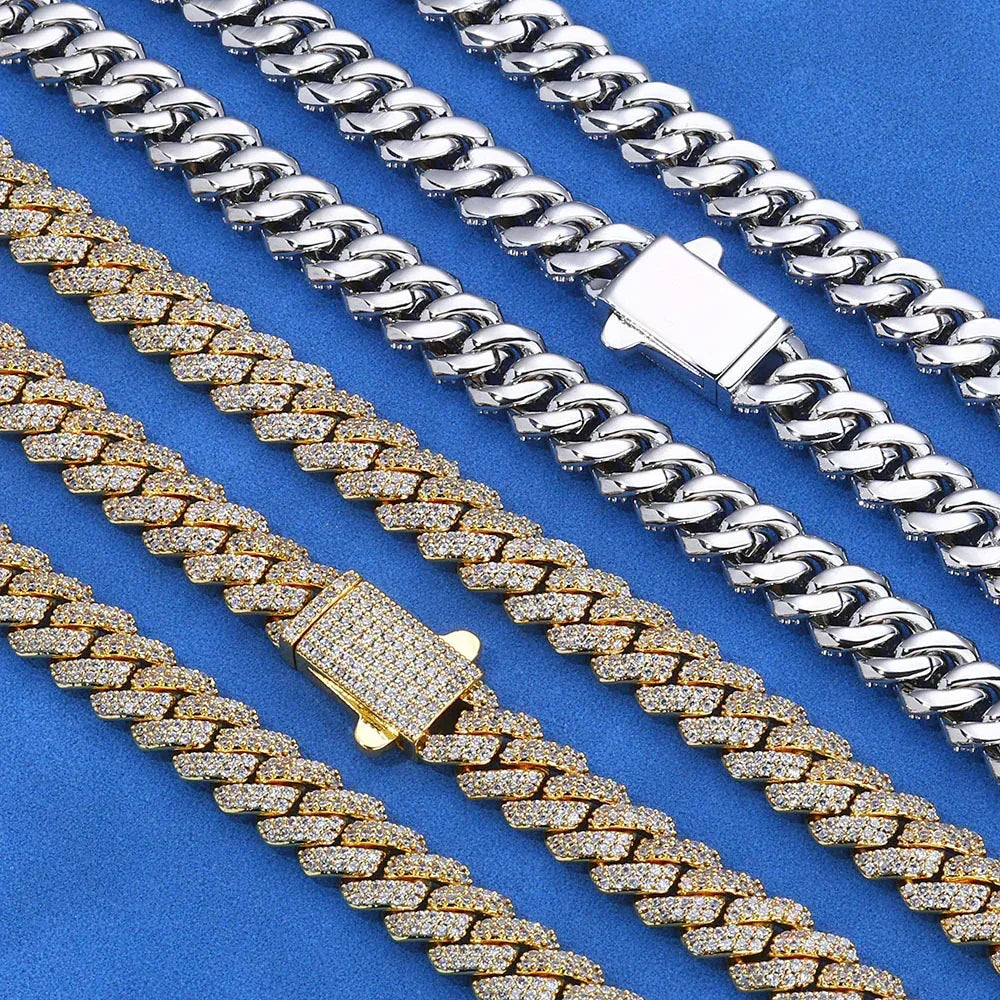 8mm Double-Row Moissanite Cuban Link Chain for Men – S925 Sterling Silver Custom Luxury Hip Hop Necklace - CaratixJewelry