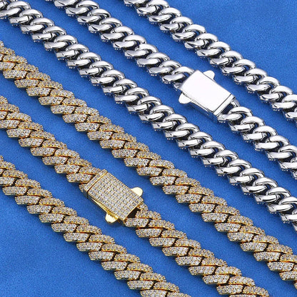 8mm Double-Row Moissanite Cuban Link Chain for Men – S925 Sterling Silver Custom Luxury Hip Hop Necklace - CaratixJewelry