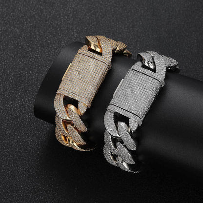 20mm 4-Row Zircon Bubble Cuban Chain Bracelet for Men | Caratix Jewelry - CaratixJewelry