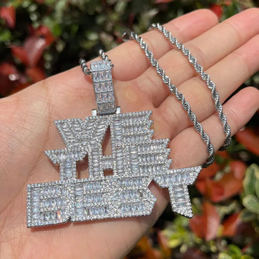 Iced Out "We The Best" Letter Pendant | Men's Hip Hop Slogan Necklace | Premium Copper CZ Motivational Jewelry | DJ Khaled Style Bling | Caratix - CaratixJewelry