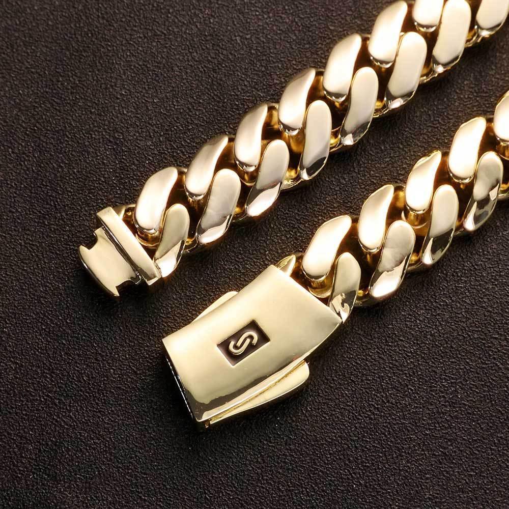 20mm Polished Cuban Link Necklace Gold Chain Rapper Style for Men | Caratix Jewelry - CaratixJewelry