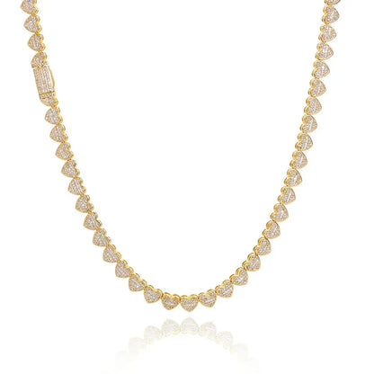 Custom 8mm Heart-Link Necklace | Secure Fold-over Clasp | Rapper Chain Style | Caratix - CaratixJewelry