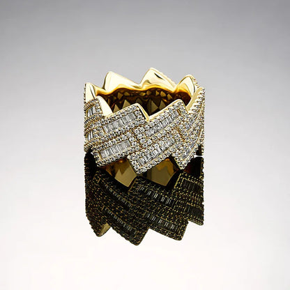 24mm Giant Iced Out Rhombus Ring | Solid Back Heavyweight Bling | Caratix