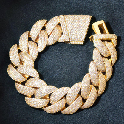 20mm Iced Out Crescent Clasp Cuban Chain with Copper & Zircon - CaratixJewelry