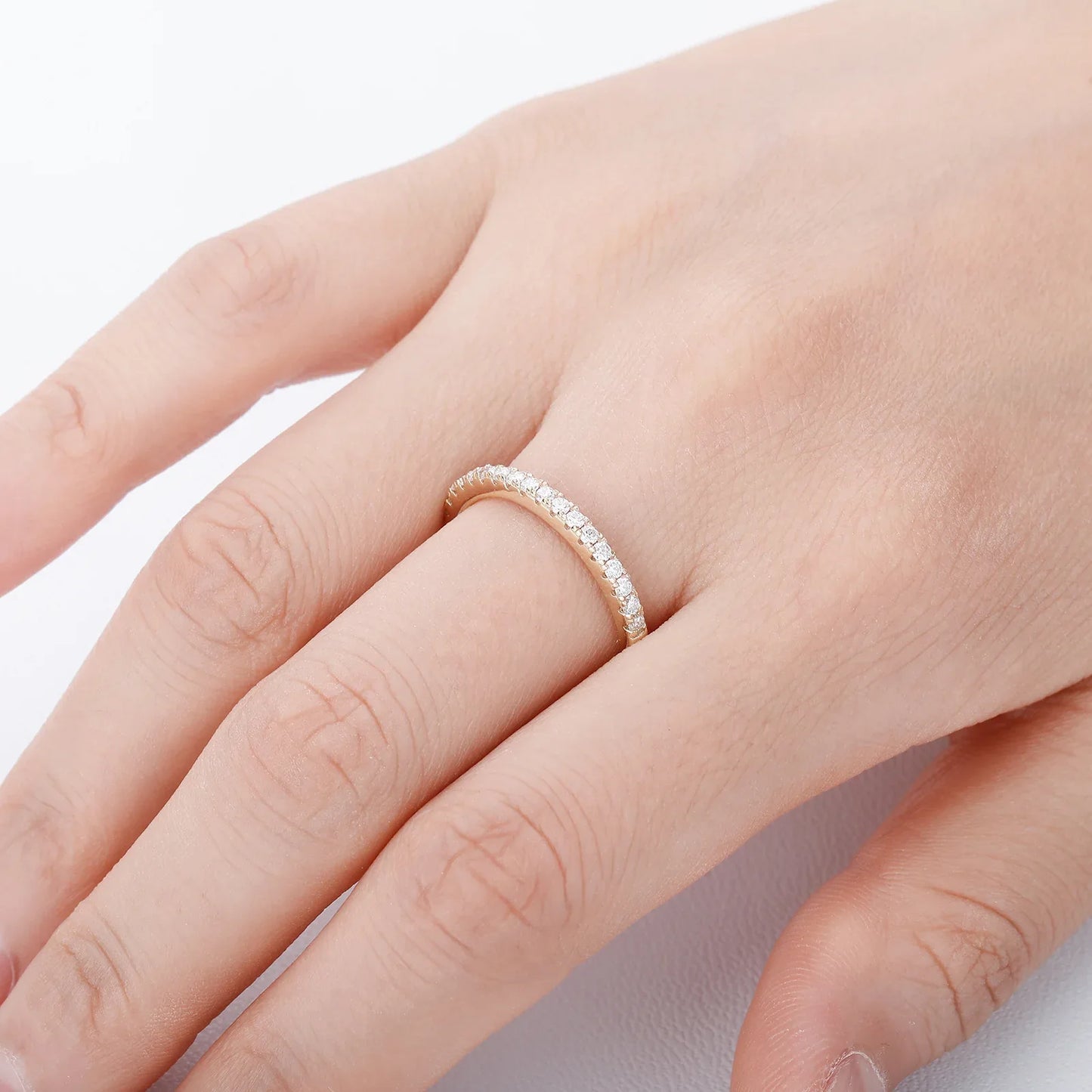 D Color Moissanite Ring S925 Sterling Silver | Minimalist Couple Band | Caratix