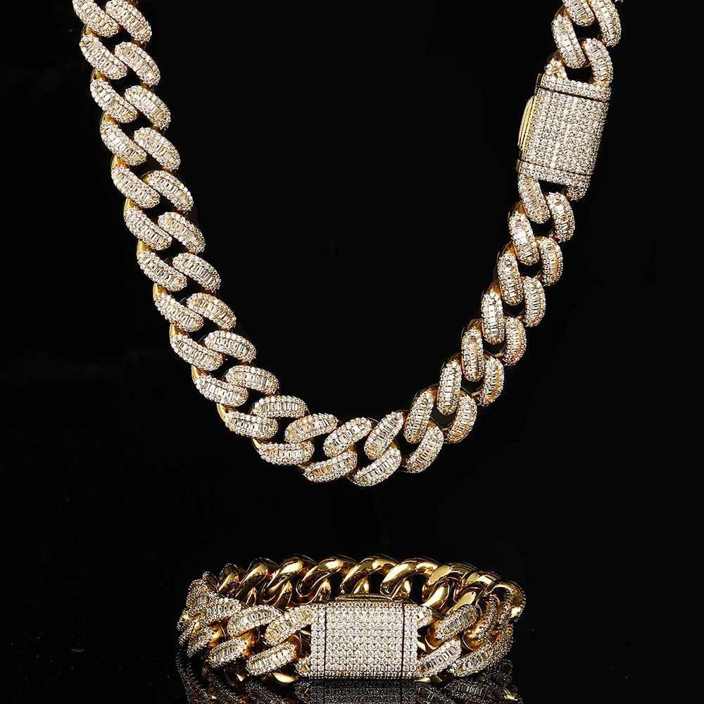 15mm Iced Out Cuban Chain Necklace T-Cut Zircon - CaratixJewelry
