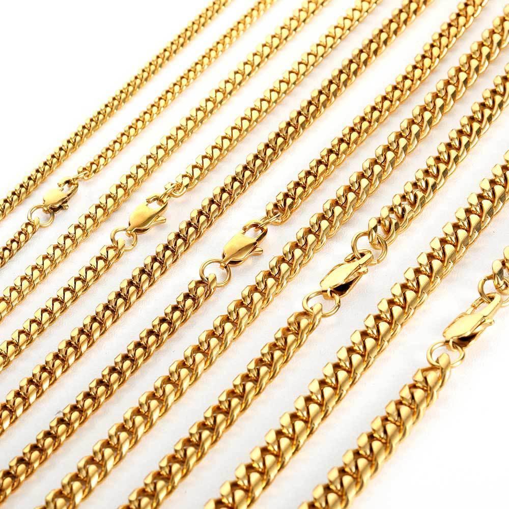 Cuban Chain Necklace with Day Clasp and 18K Gold Plating for Men | Titanium Steel and Stainless Steel | Caratix Jewelry - CaratixJewelry