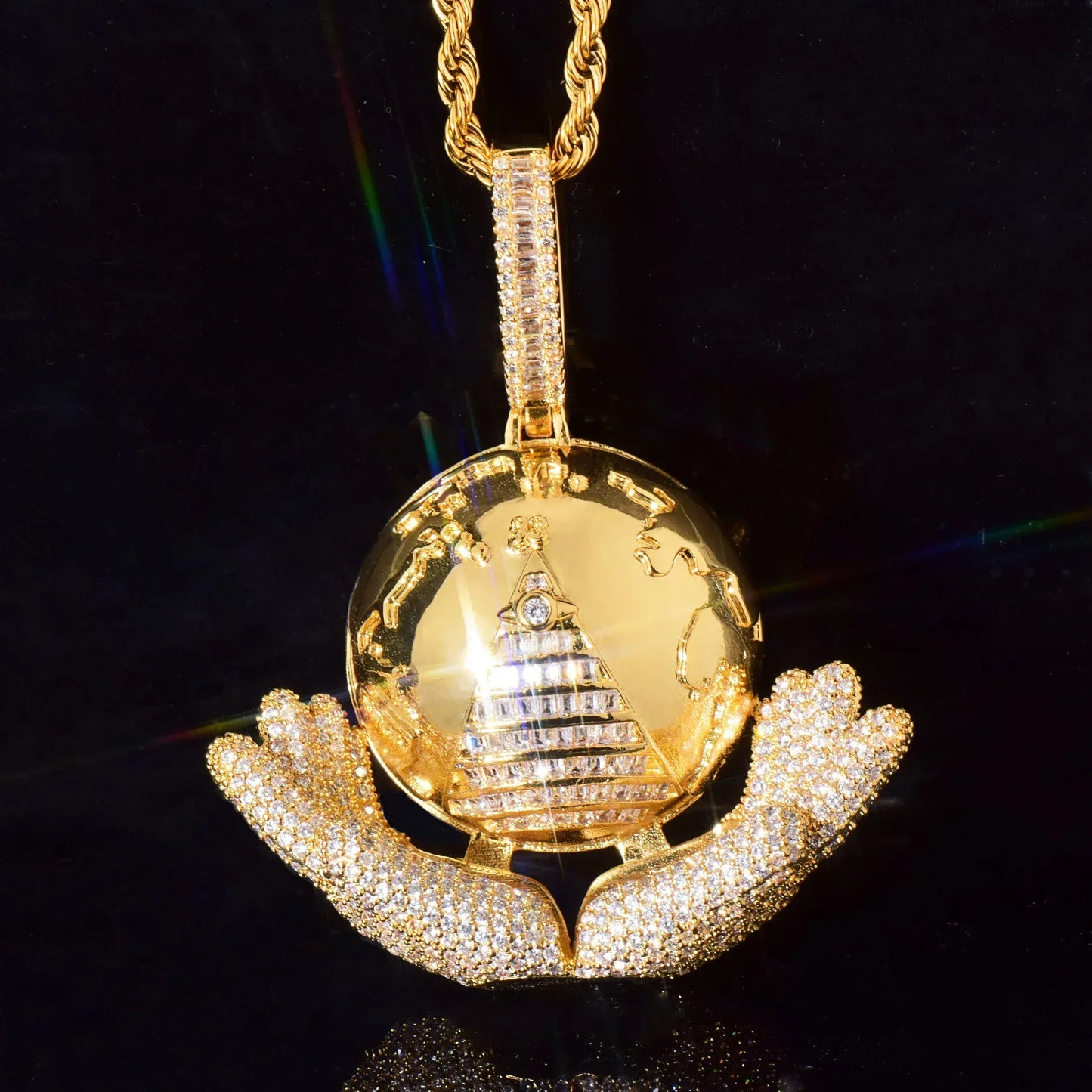 Hand Holding Ball Pendant | CZ Hip Hop Trendy Unisex Streetwear Necklace - CaratixJewelry
