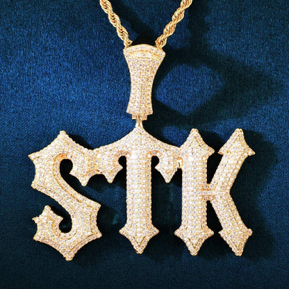 Spiked Iced Out Letter Pendant | CZ Hip Hop DIY Custom Initial Necklace - CaratixJewelry