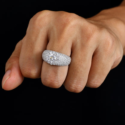 Moissanite Starburst Ring S925 Silver Hip Hop Band | Caratix