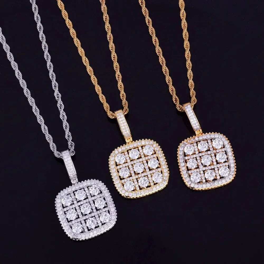 Men's Geometric Zirconia Necklace | Premium Copper CZ Hip Hop Jewelry Caratix - CaratixJewelry