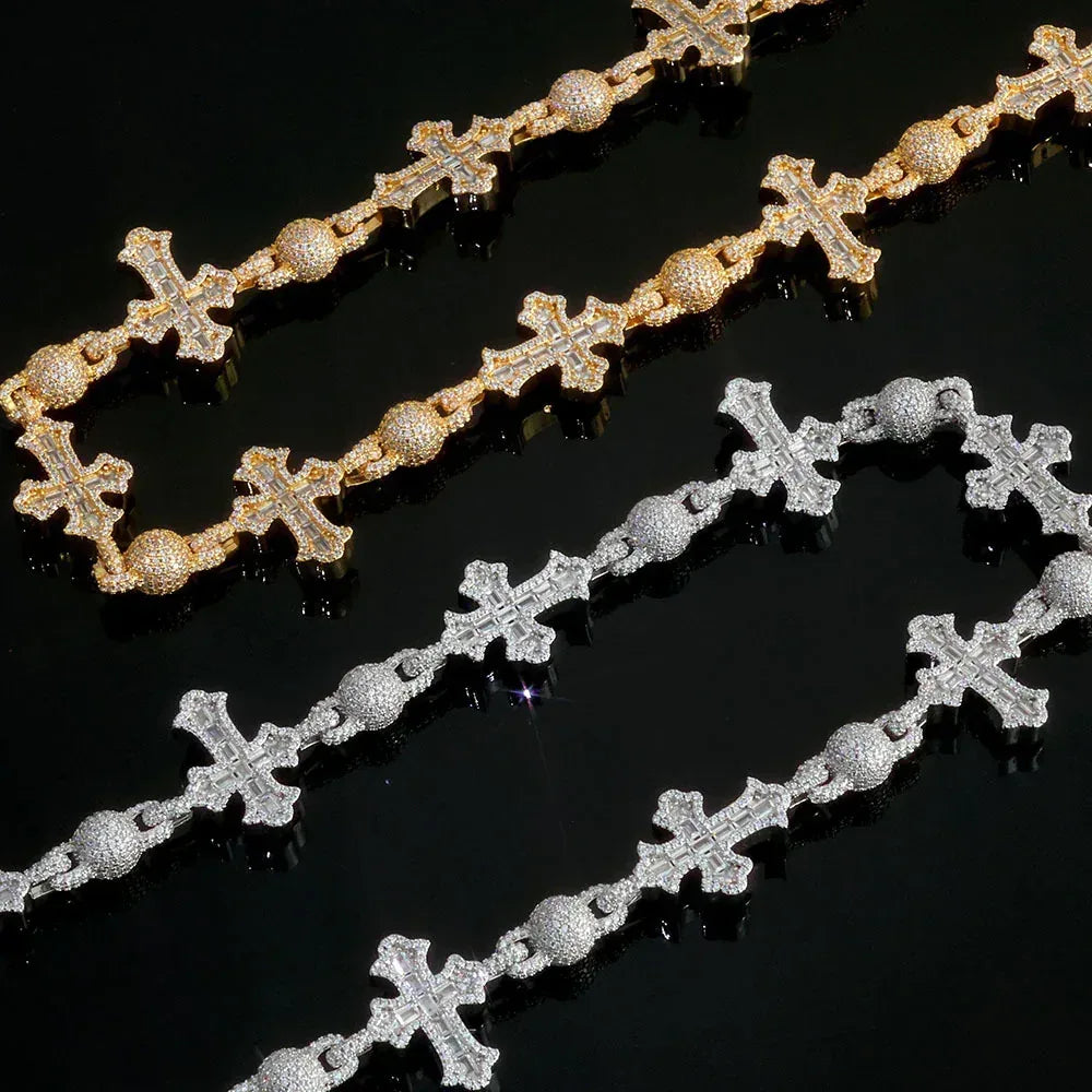 Cross Pendant Round Bead Chain Waist Chain T-Shape Zircon Hip Hop Jewelry | Caratix Jewelry - CaratixJewelry