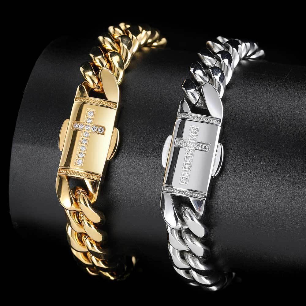 Iced Out Cuban Chain Necklace Stainless Steel Titanium Hip Hop Jewelry for Men | Caratix Jewelry - CaratixJewelry