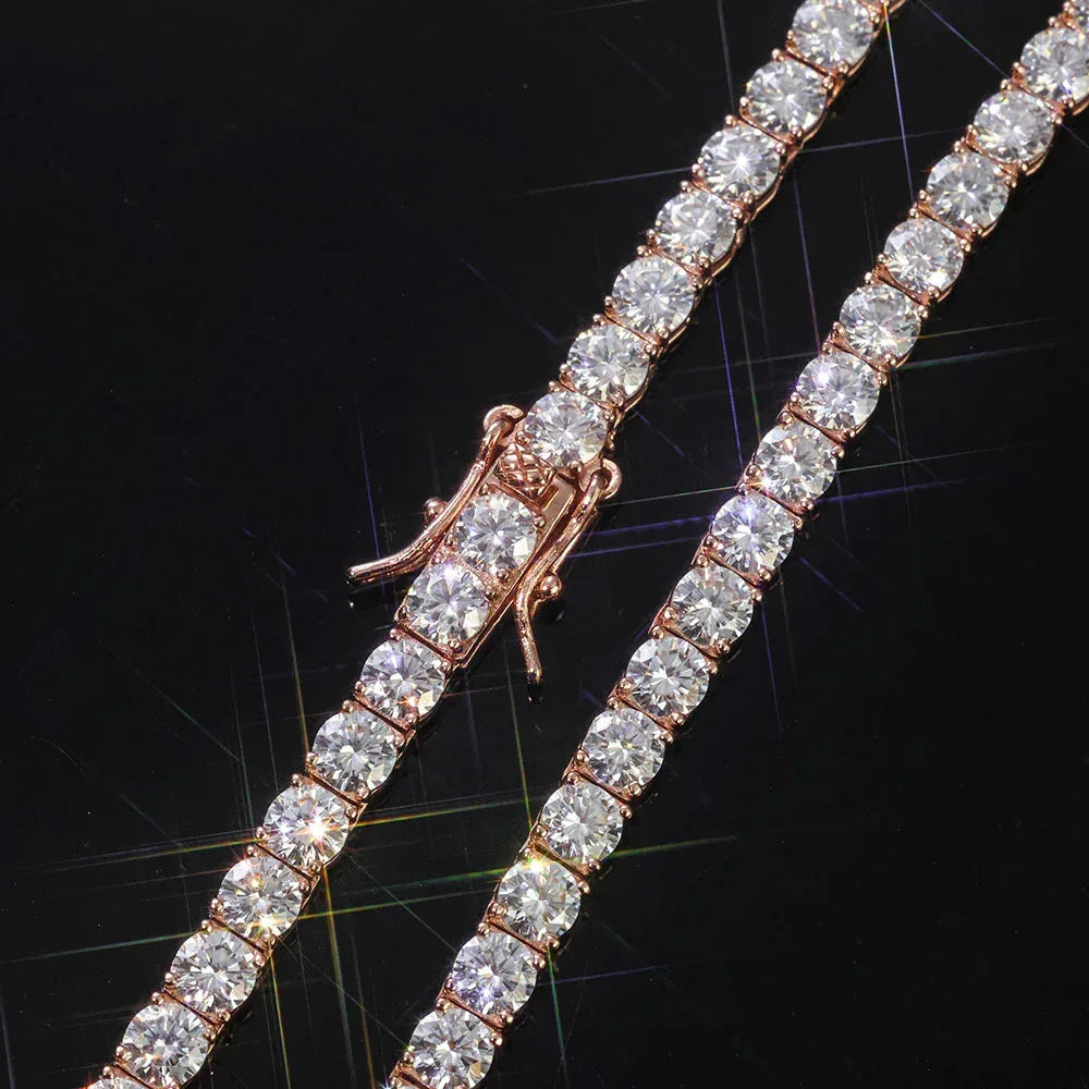 Custom S925 Sterling Silver Tennis Chain | Classic Plug-Clasp Bling Jewelry | Caratix - CaratixJewelry