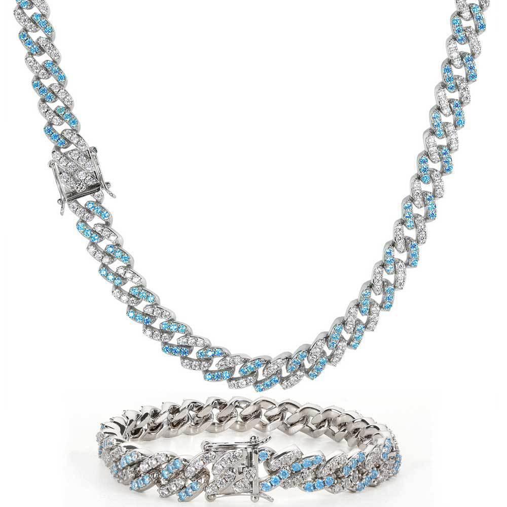 9mm Single Row Cuban Chain Zircon Bling Jewelry Necklace - CaratixJewelry