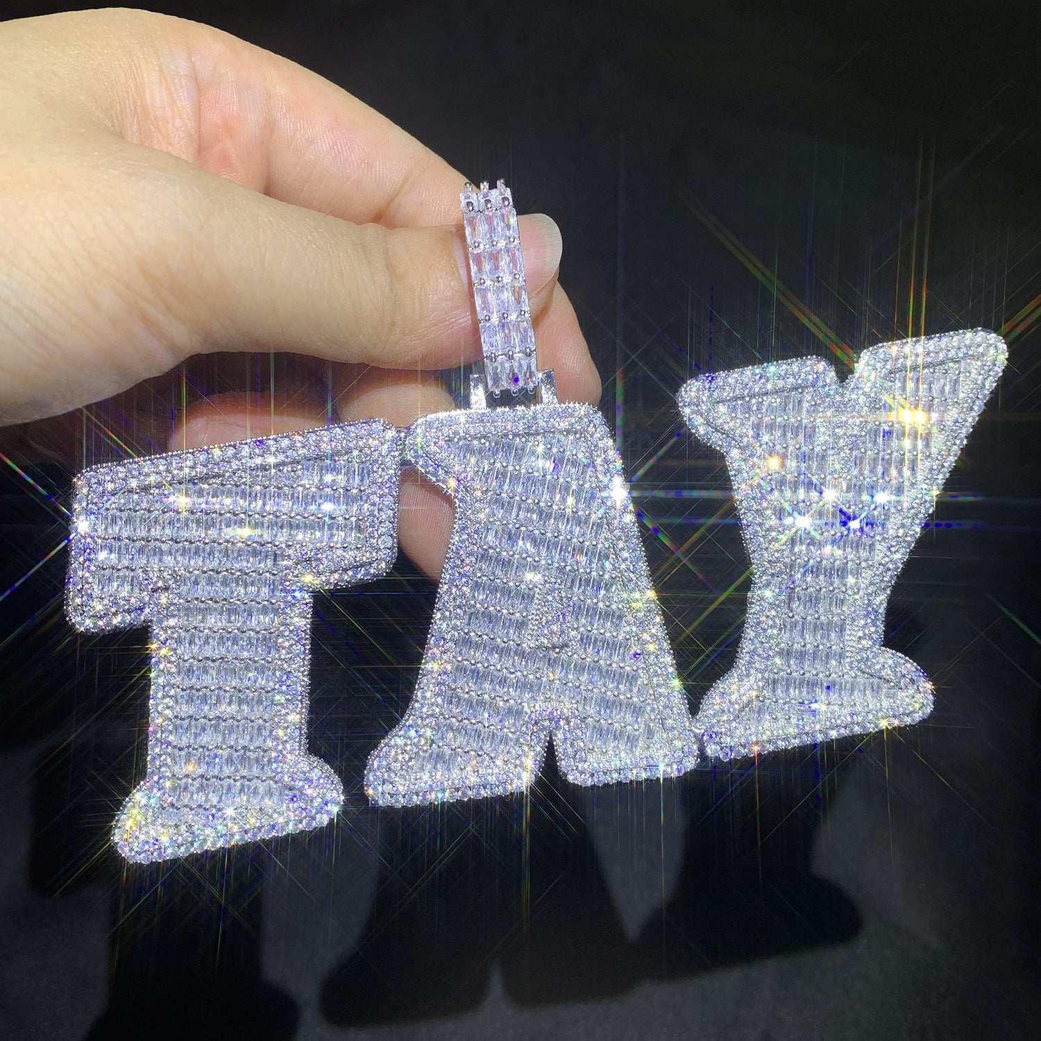 Iced Out Letter Pendant | CZ Hip Hop Personalized Initial Necklace Jewelry - CaratixJewelry