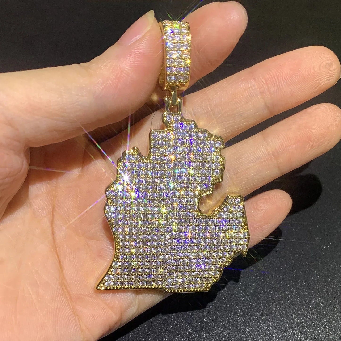 Iced Out North America Map Pendant Necklace – Hip Hop CZ Copper Jewelry - CaratixJewelry