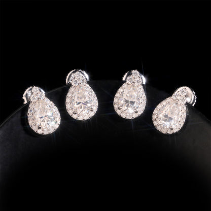 S925 Silver Pear Shaped Moissanite Stud Earrings | Teardrop D VVS1 Solitaire | Caratix