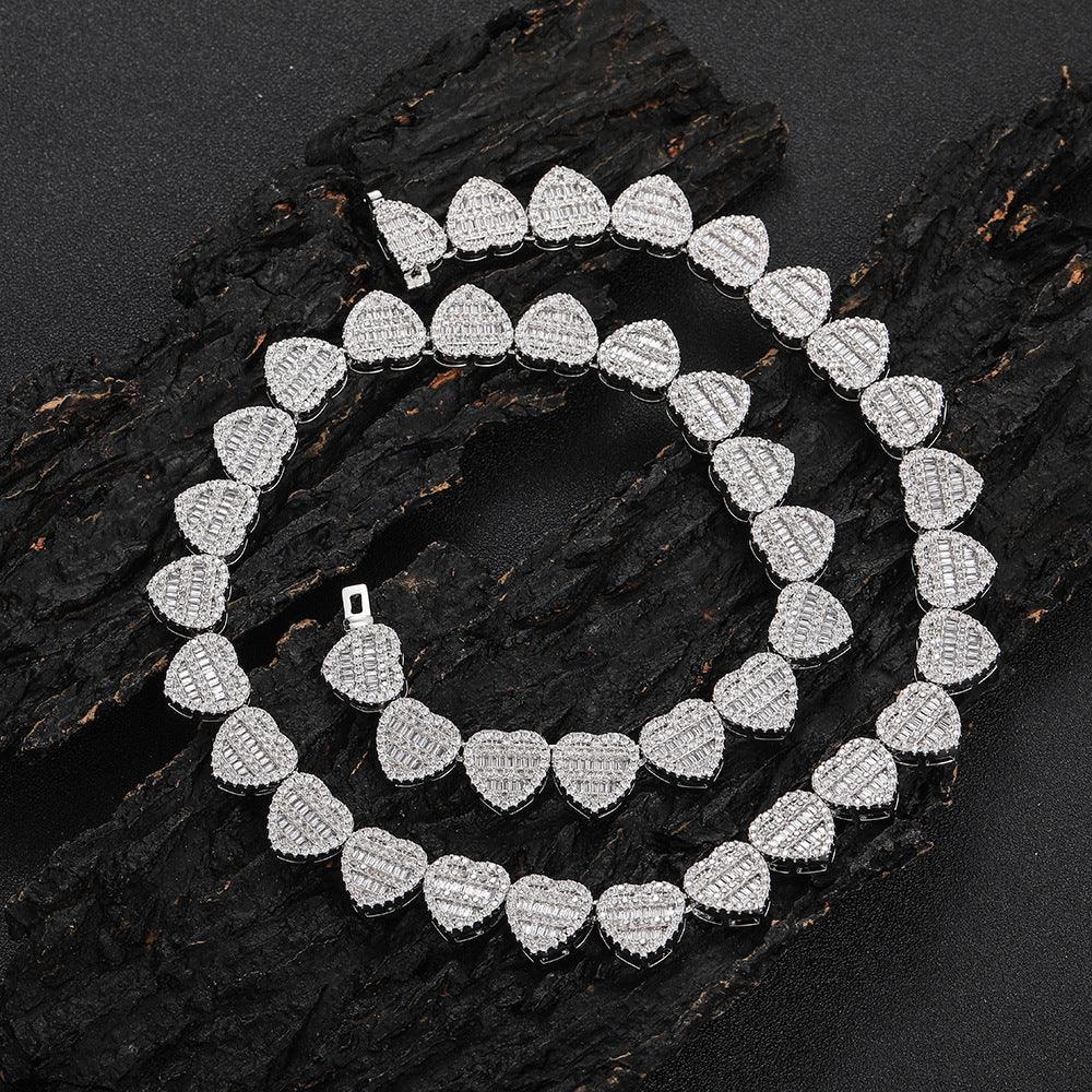 12mm Iced Out Heart Pendant Zircon Hip Hop Necklace for Men | Caratix Jewelry - CaratixJewelry
