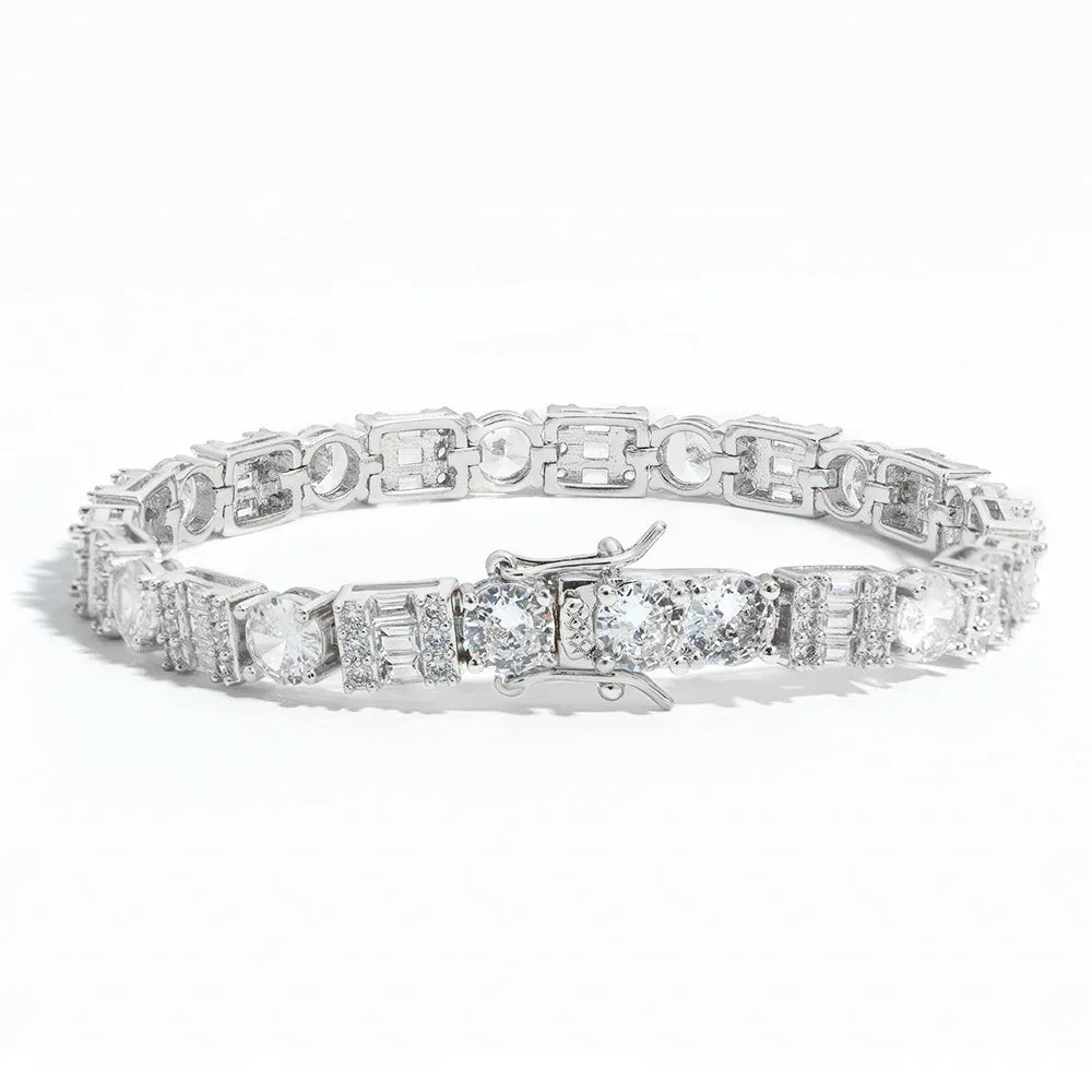 6.5mm Square-Round Tennis Chain Bracelet Zircon for Men | Caratix Jewelry - CaratixJewelry
