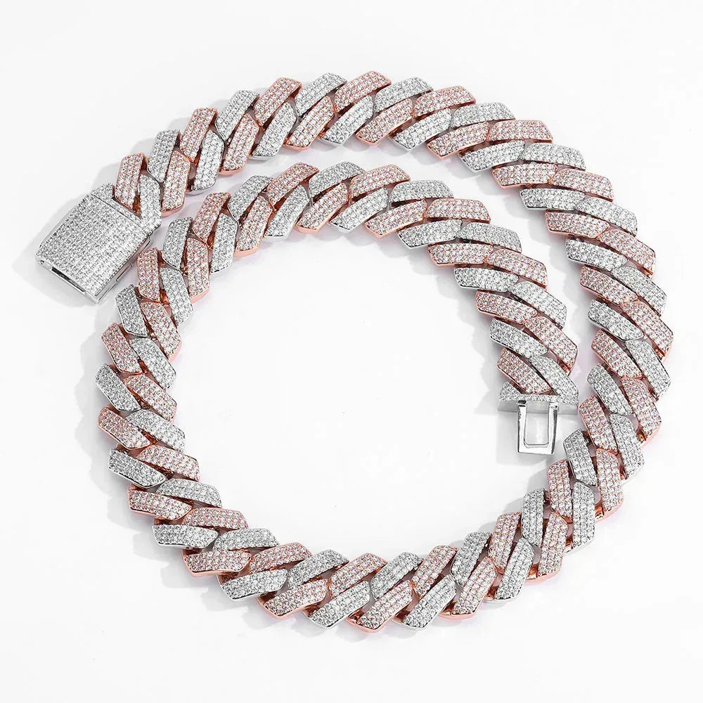 20mm Flip Clasp Triple Row Zircon Cuban Link Bracelet - CaratixJewelry