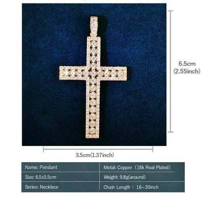 Iced Out Cross Pendant Necklace | CZ Hip Hop Unisex Streetwear Jewelry - CaratixJewelry