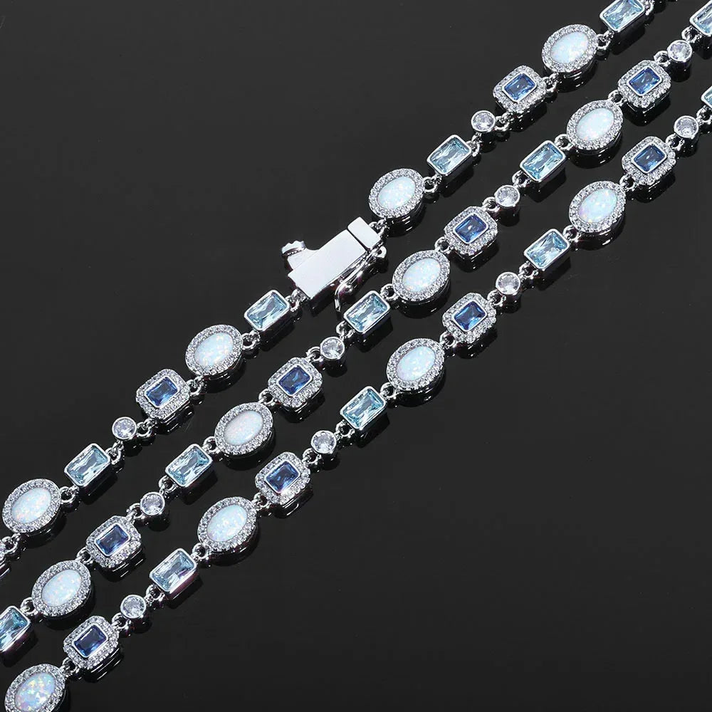 6mm Blue Zircon Bracelet Opal Style Chain Hip Hop Jewelry for Men | Caratix Jewelry - CaratixJewelry