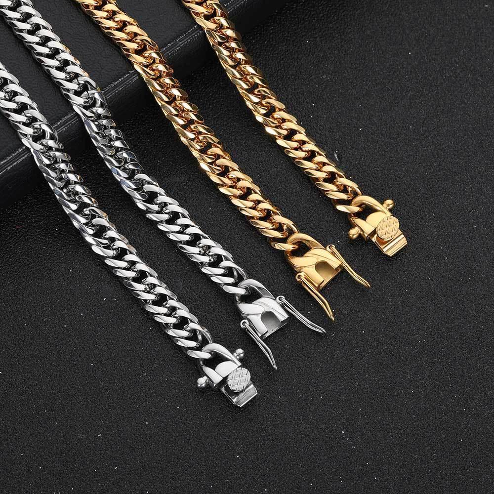 7mm & 9mm Double Weave Cuban Chain Bracelet - CaratixJewelry