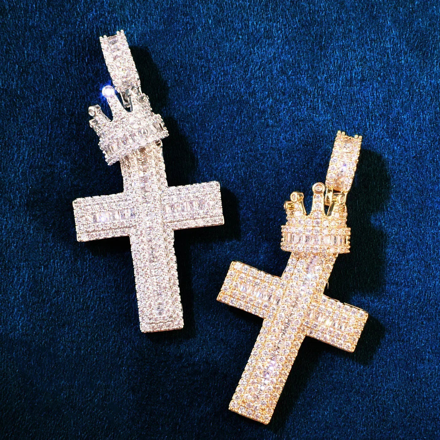 Crown Cross Pendant Necklace | CZ Iced Out Hip Hop Punk Men’s - CaratixJewelry
