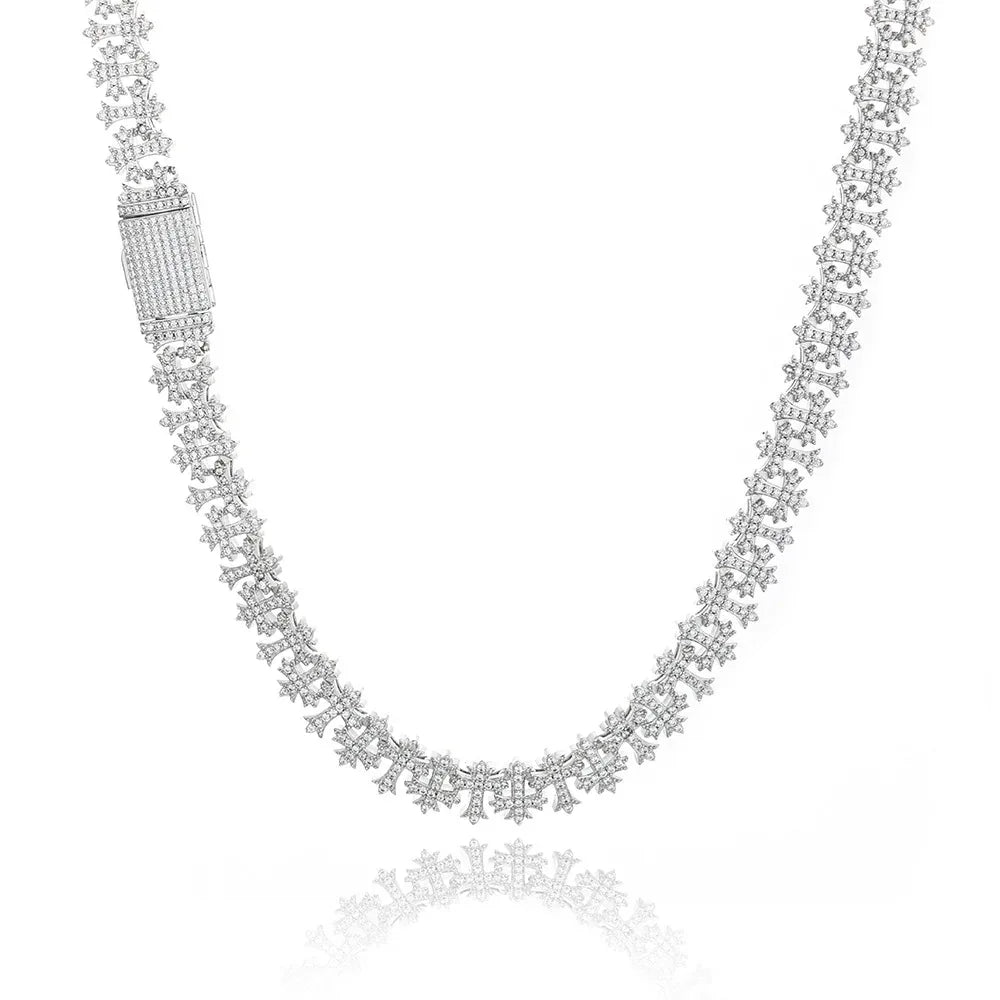 Cross Zircon Necklace with Maple Leaf Chain and Flip Clasp for Women | Caratix Jewelry - CaratixJewelry