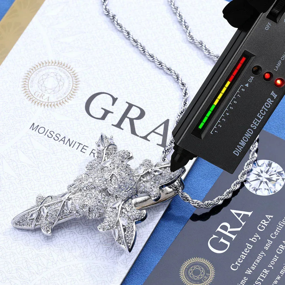 Custom Skull Cross Pendant Necklace Moissanite Hip Hop Jewelry | Caratix Jewelry - CaratixJewelry