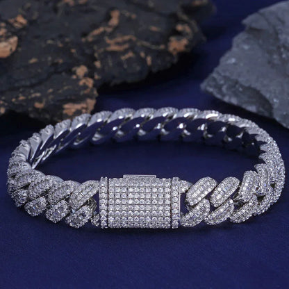 12mm Iced Out Cuban Bracelet T-Cut Zircon Gold Chain Rapper Style - CaratixJewelry