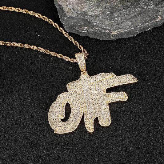 DIY OTF Letter Pendant Necklace with Micro-Pave Zircon and Copper Frame for Men | Caratix Jewelry - CaratixJewelry