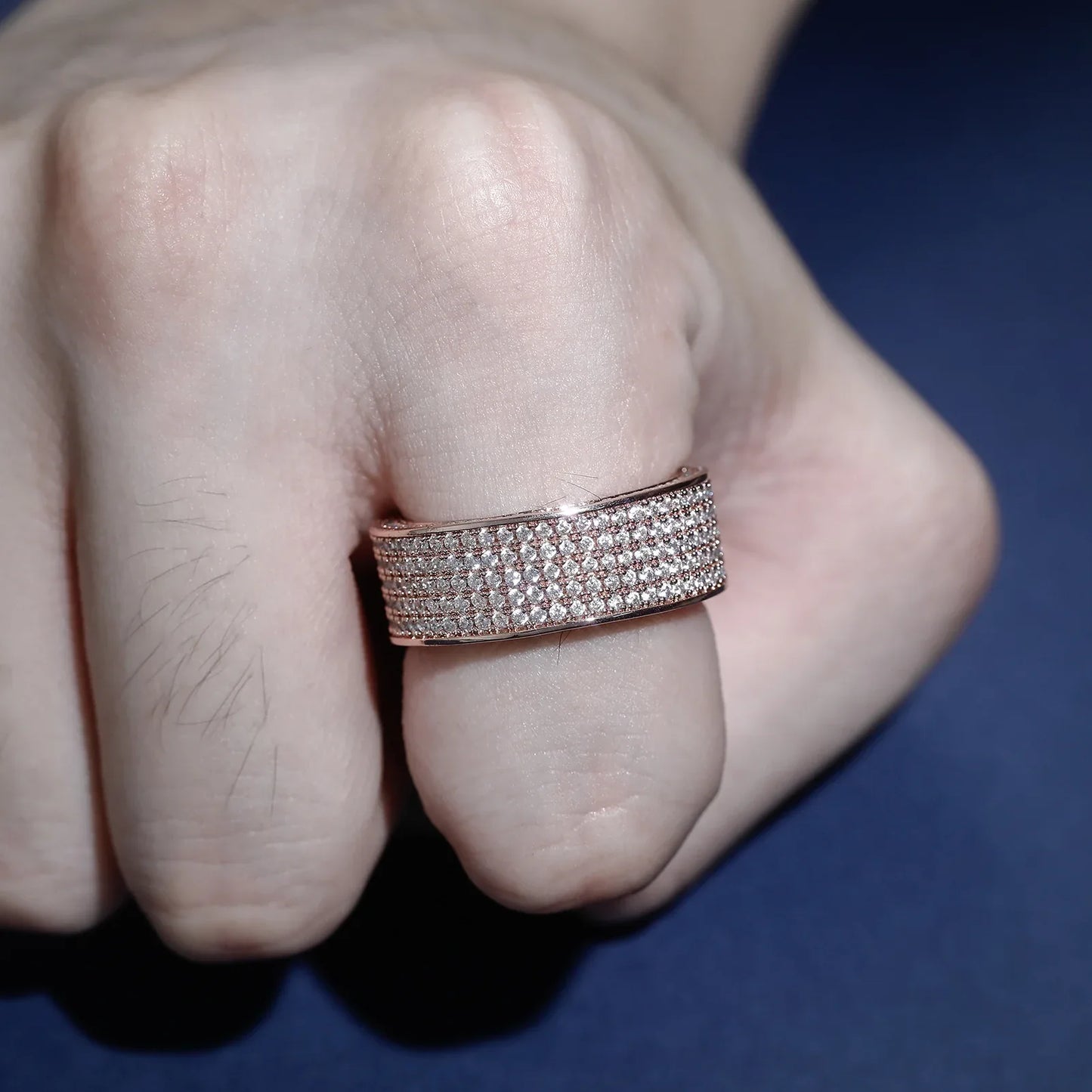 Five-Row Iced Out Band | Unisex Cold Aesthetic Micro-Pave Ring | Caratix