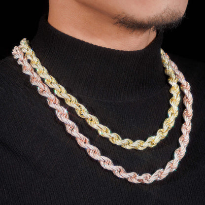 10mm S925 Sterling Silver Moissanite Rope Chain | Iced Out Twisted Link | Caratix