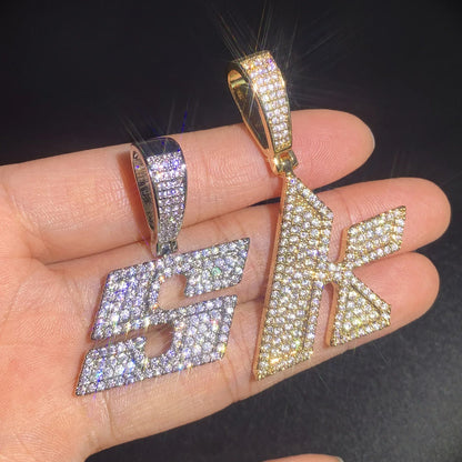 Iced Out Letter & Number Pendant | CZ Hip Hop Bling Fashion Necklace - CaratixJewelry
