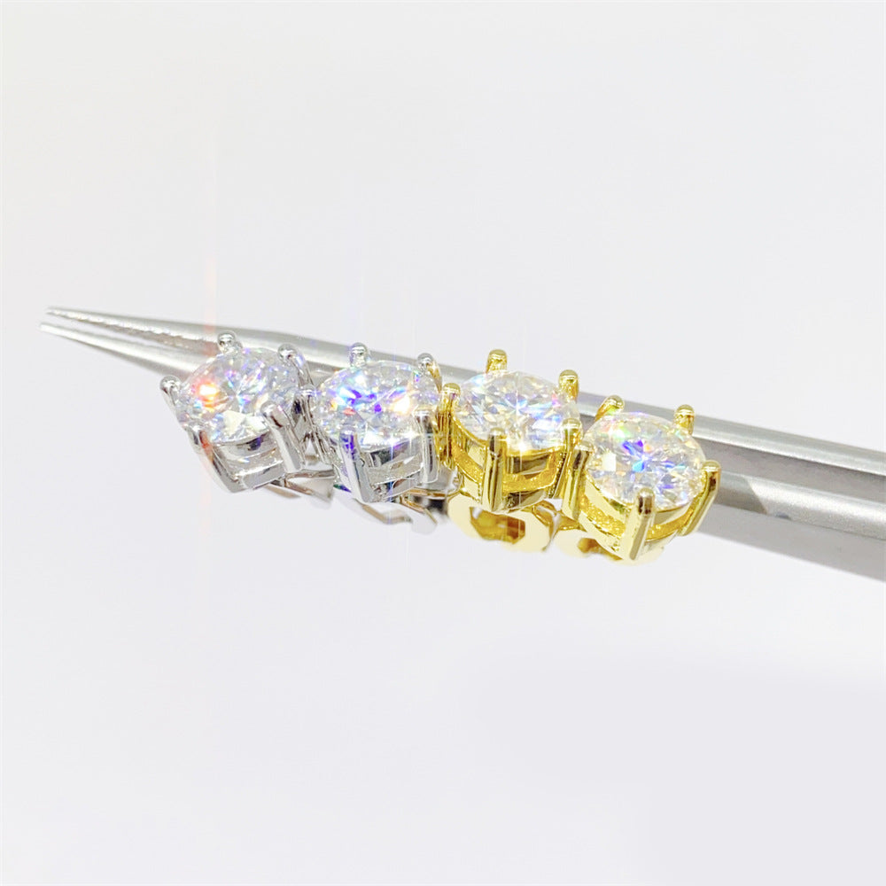 1ct Moissanite Solitaire Earrings S925 Silver | D Color VVS1 Diamond Tester Proven | Caratix