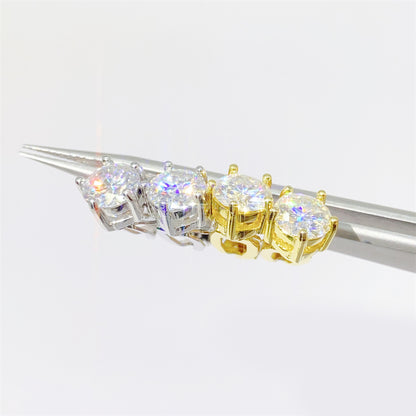 1ct Moissanite Solitaire Earrings S925 Silver | D Color VVS1 Diamond Tester Proven | Caratix