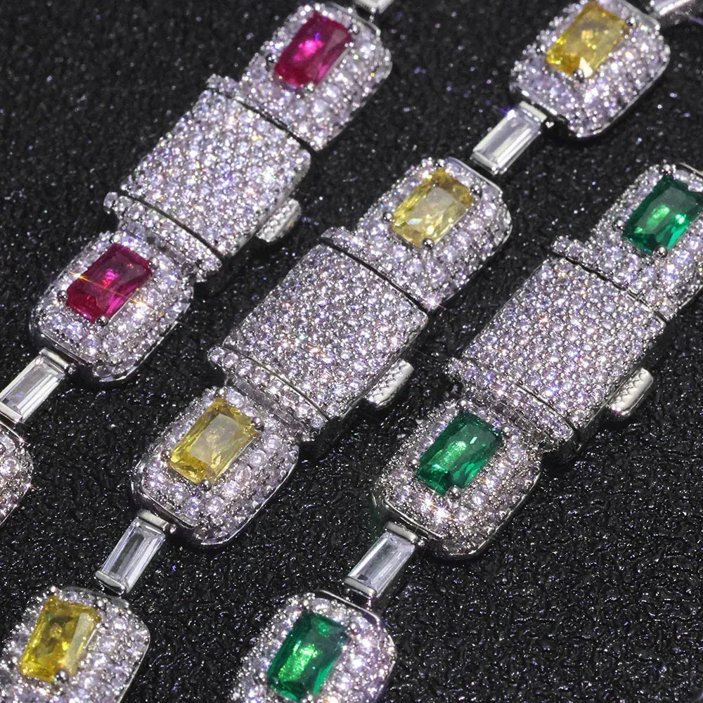 Colorful Gemstone Zircon Necklace Iced Out Jewelry | Caratix Jewelry - CaratixJewelry