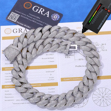 24mm Bubble Cuban Link Moissanite Chain for Men – S925 Sterling Silver Luxury Hip Hop Necklace - CaratixJewelry
