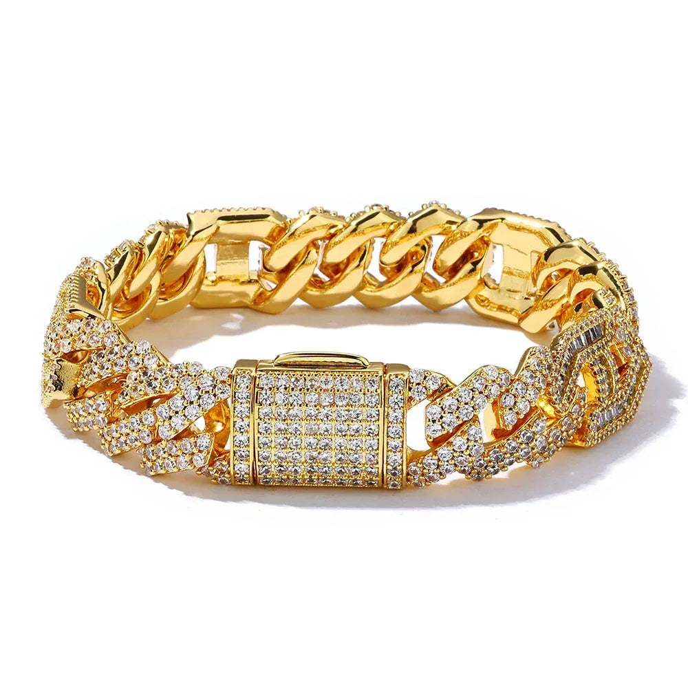 Custom 15mm Mariner Rhombus Cuban Bracelet Iced Out Jewelry | Caratix - CaratixJewelry
