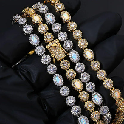 Moissanite & Opal Bead Candy Chain Necklace for Women – S925 Sterling Silver Custom Luxury Jewelry - CaratixJewelry