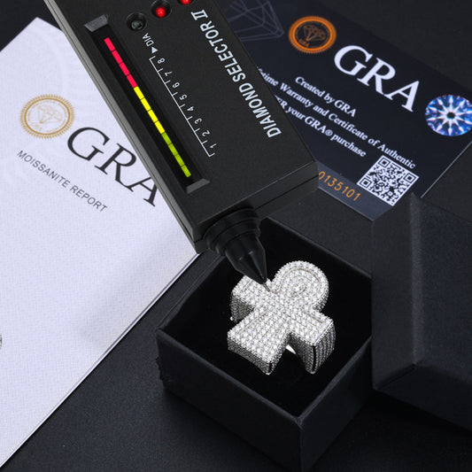 Iced Out Moissanite Ankh Cross Ring S925 Hip Hop | Caratix