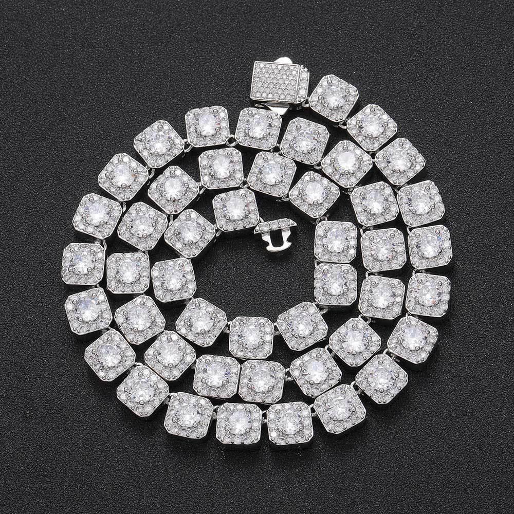 10mm Iced Out Square Chain Zircon Necklace with Spring Clasp for Men | Caratix Jewelry - CaratixJewelry